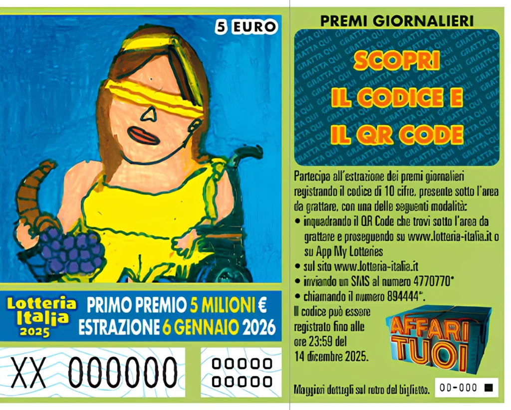 Uno dei vari biglietti della Lotteria Italia 2025