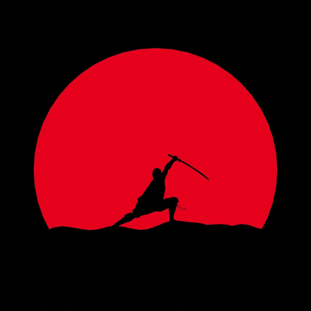 Ninja su sfondo rosso di Gaiden