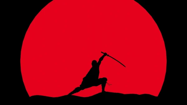Ninja su sfondo rosso di Gaiden